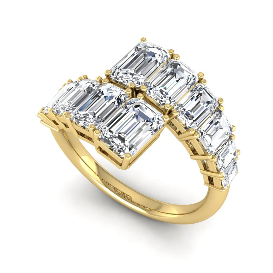 OctaPearl Emerald Cut Prong Set Lab Grown Diamond Open Wrap Ring