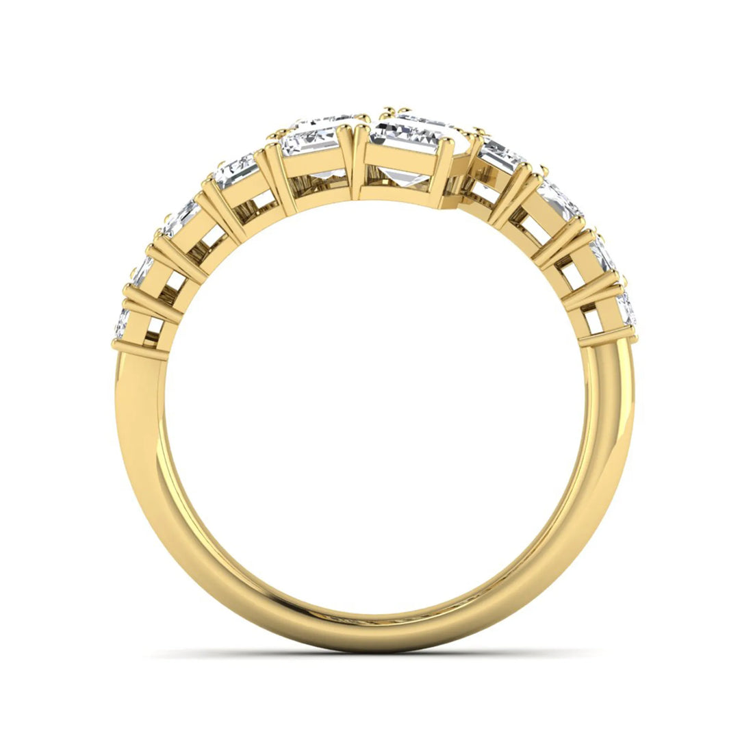 OctaPearl Emerald Cut Prong Set Lab Grown Diamond Open Wrap Ring