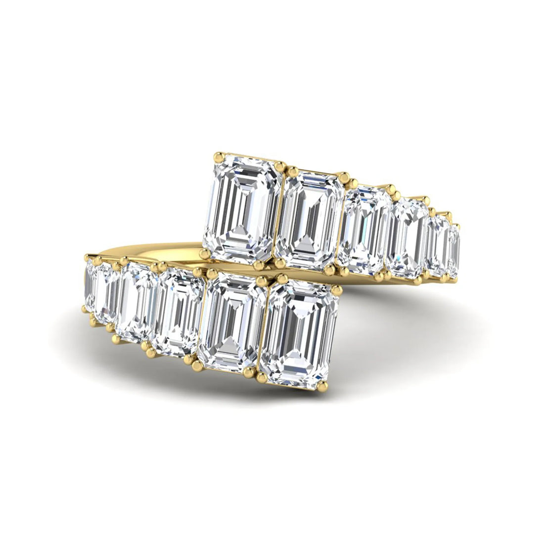 OctaPearl Emerald Cut Prong Set Lab Grown Diamond Open Wrap Ring