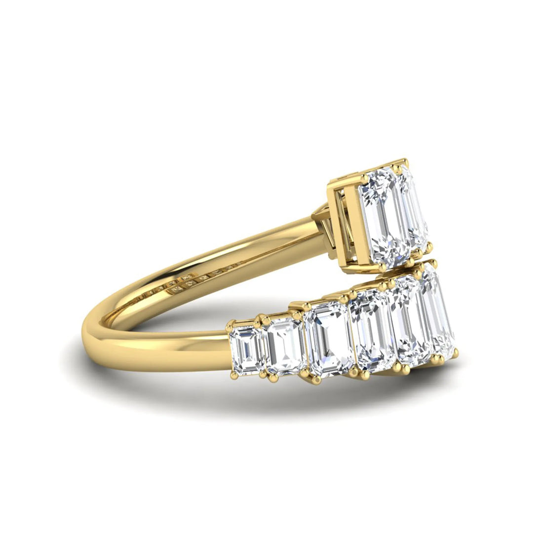 OctaPearl Emerald Cut Prong Set Lab Grown Diamond Open Wrap Ring