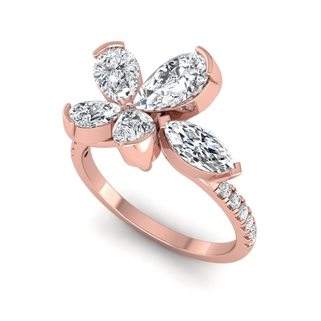 OctaPearl Lab Grown Diamond Floral Ring | TWC