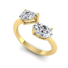 OctaPearl Pear & Oval Lab Grown Diamond Toi et Moi Ring - alternate view