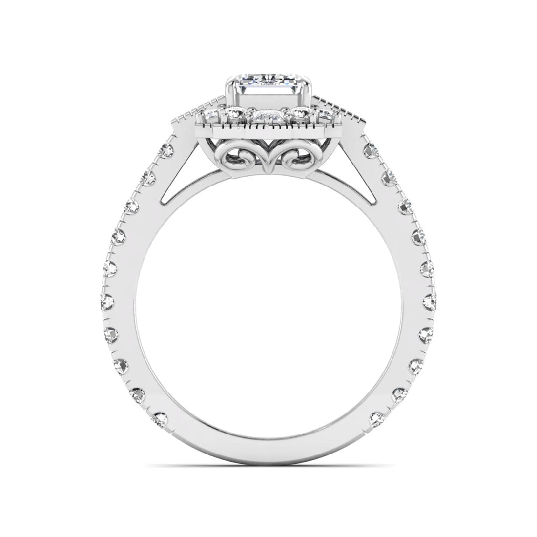 OctaPearl 1.5 ct Emerald Lab Grown Diamond Vintage Cluster Ring