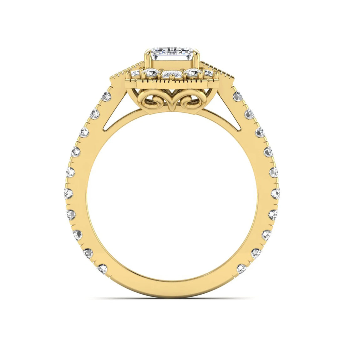 OctaPearl 1.5 ct Emerald Lab Grown Diamond Vintage Cluster Ring
