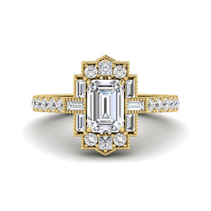 OctaPearl 1.5 ct Emerald Lab Grown Diamond Vintage Cluster Ring