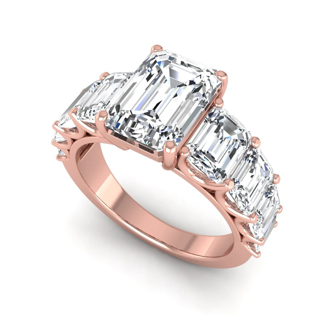 OctaPearl 3 ct Emerald Lab Grown Diamond Side Stone Ring