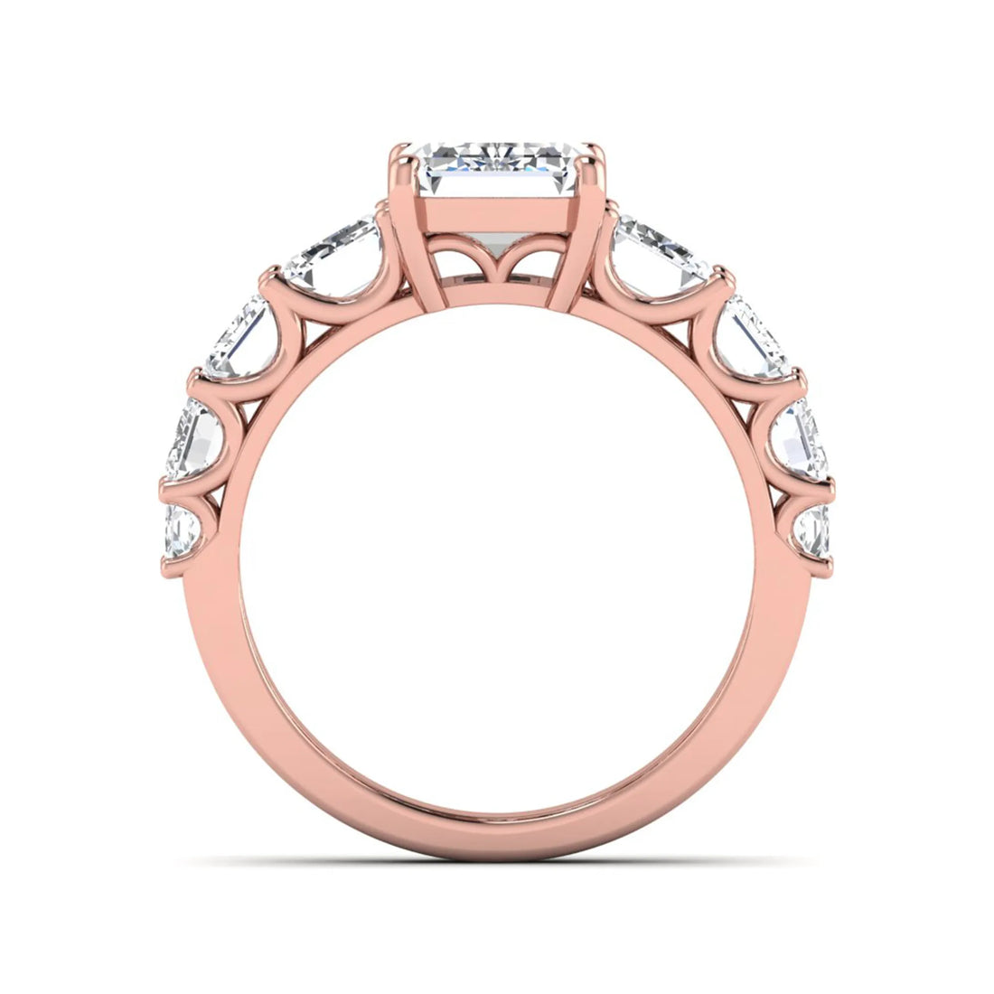 OctaPearl 3 ct Emerald Lab Grown Diamond Side Stone Ring