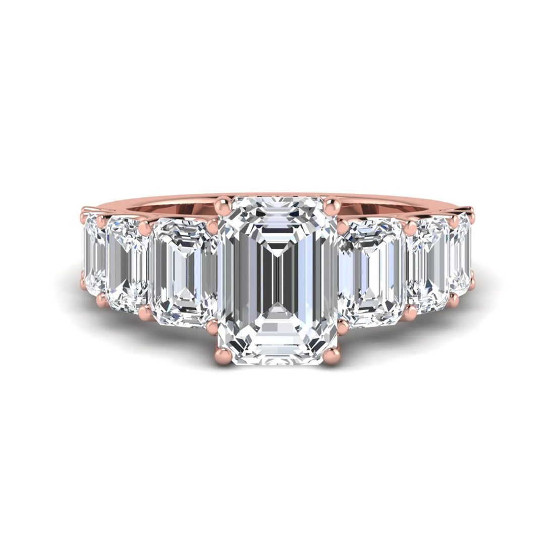 OctaPearl 3 ct Emerald Lab Grown Diamond Side Stone Ring