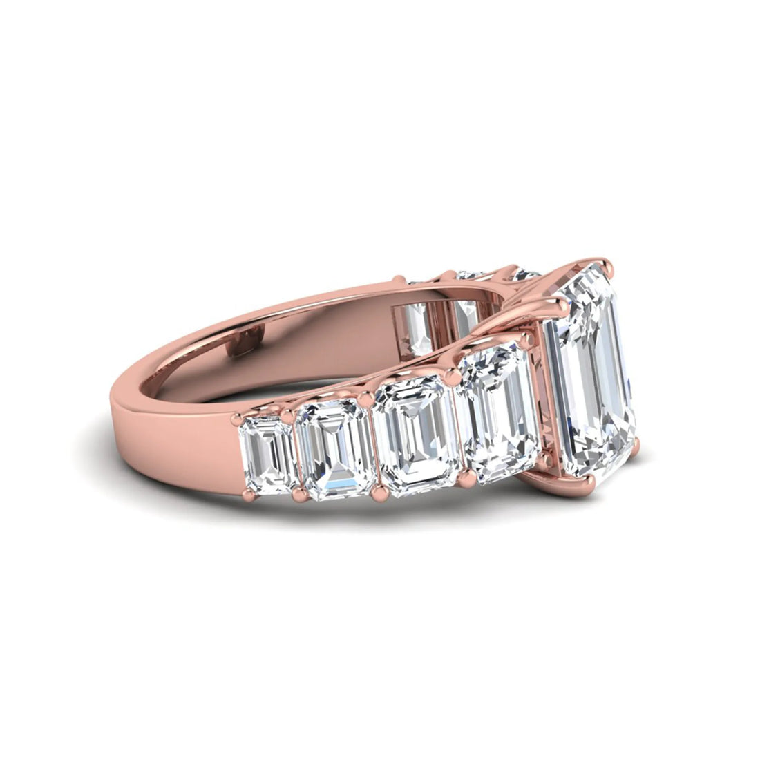 OctaPearl 3 ct Emerald Lab Grown Diamond Side Stone Ring