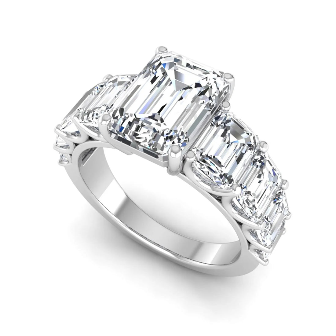 OctaPearl 3 ct Emerald Lab Grown Diamond Side Stone Ring