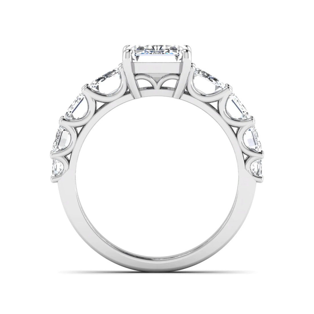OctaPearl 3 ct Emerald Lab Grown Diamond Side Stone Ring