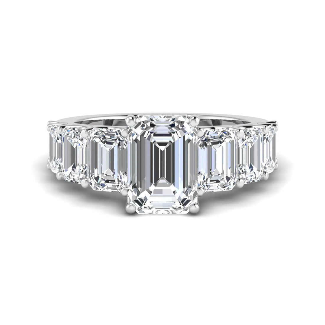 OctaPearl 3 ct Emerald Lab Grown Diamond Side Stone Ring