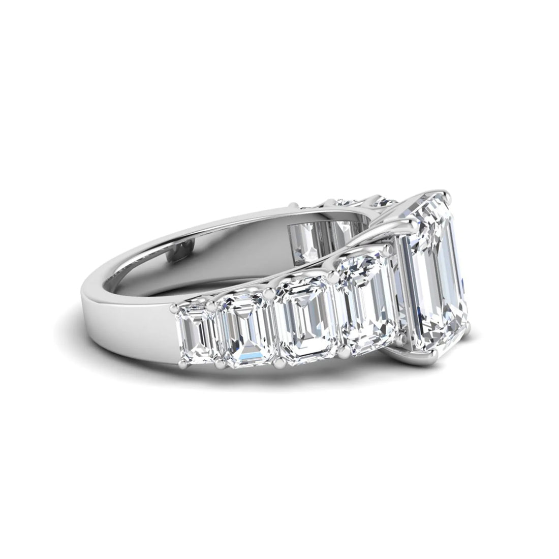 OctaPearl 3 ct Emerald Lab Grown Diamond Side Stone Ring