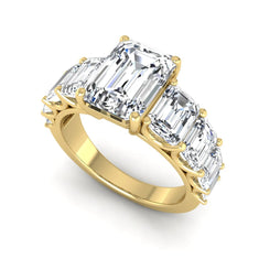 OctaPearl 3 ct Emerald Lab Grown Diamond Side Stone Ring - alternate view