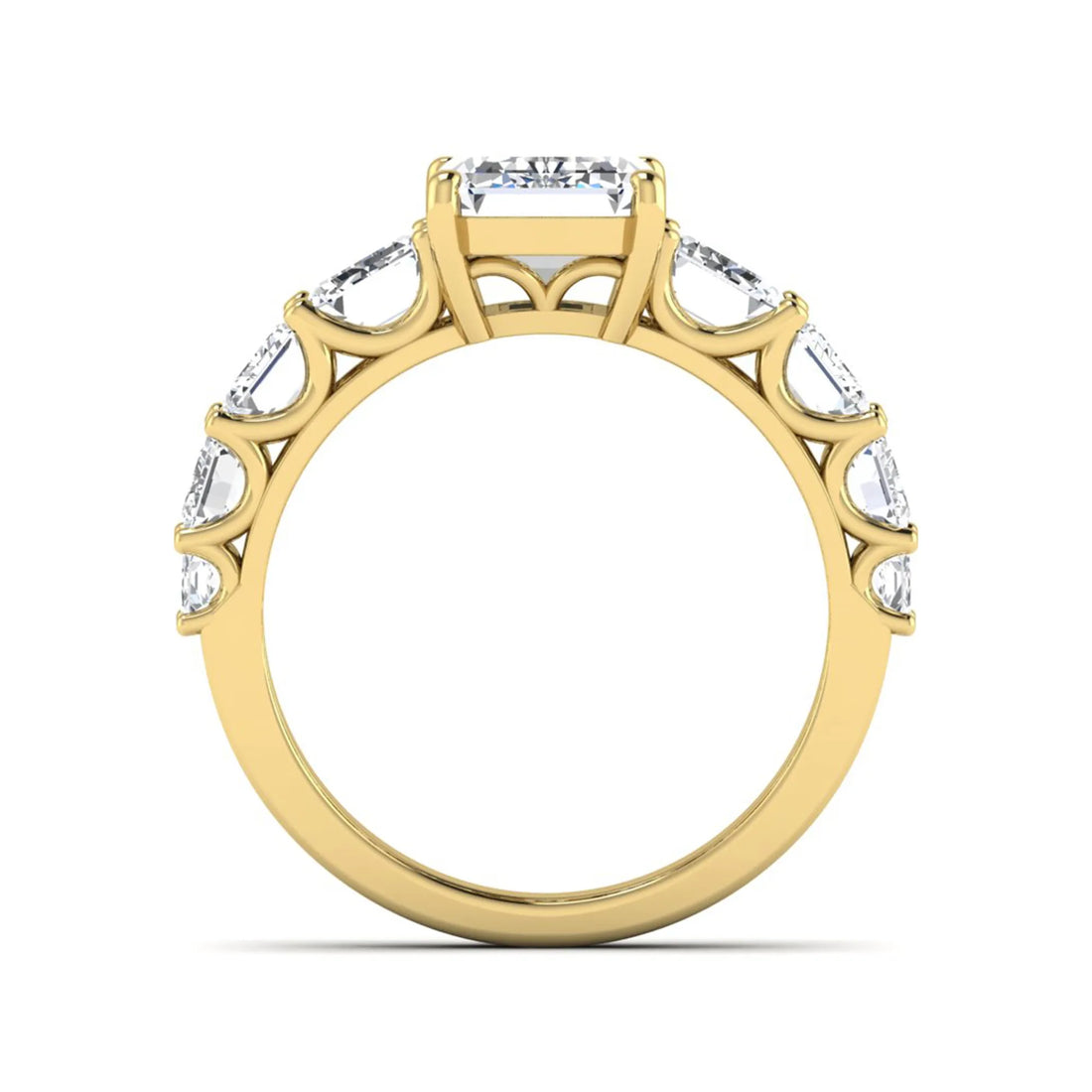 OctaPearl 3 ct Emerald Lab Grown Diamond Side Stone Ring