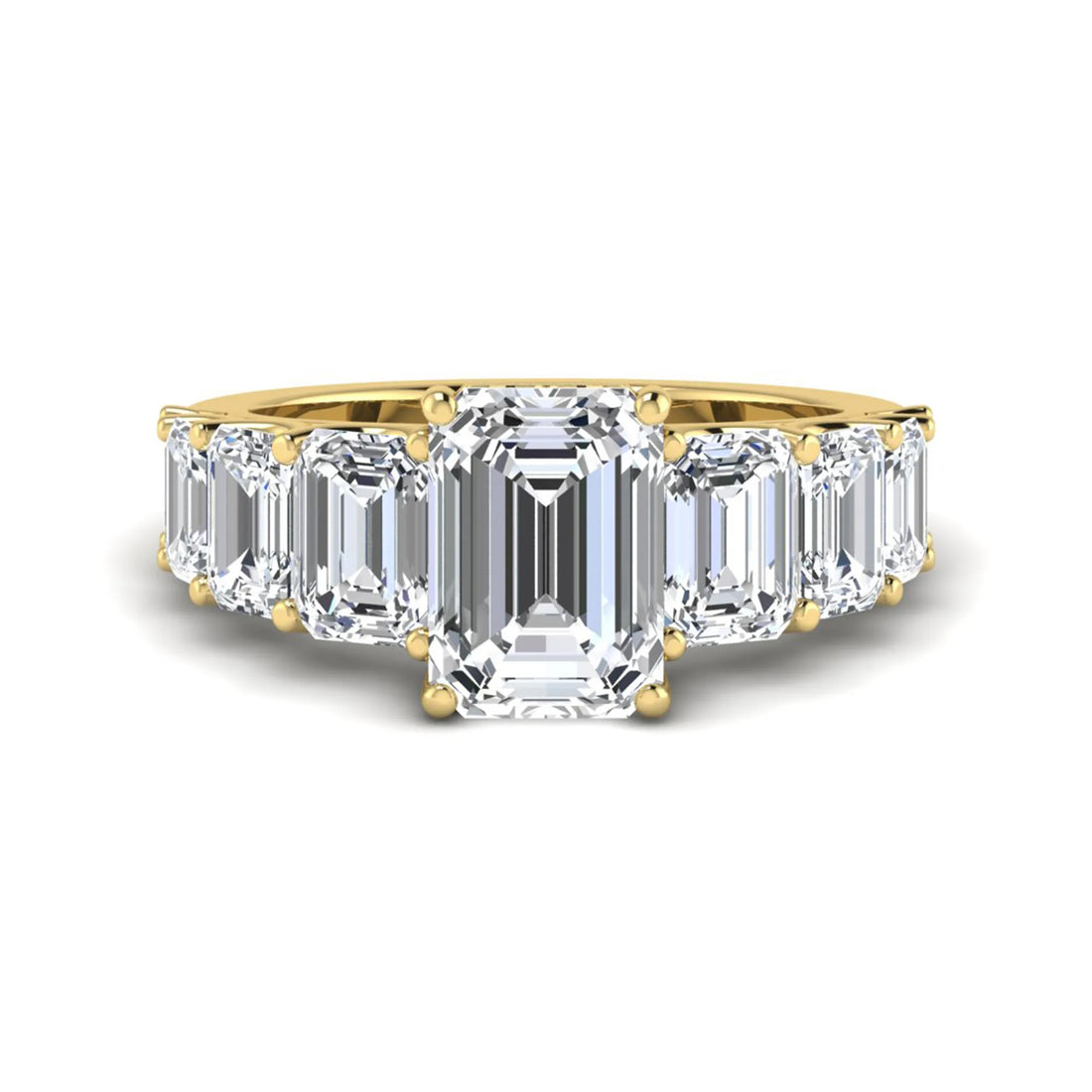 OctaPearl 3 ct Emerald Lab Grown Diamond Side Stone Ring
