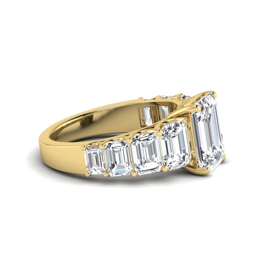OctaPearl 3 ct Emerald Lab Grown Diamond Side Stone Ring