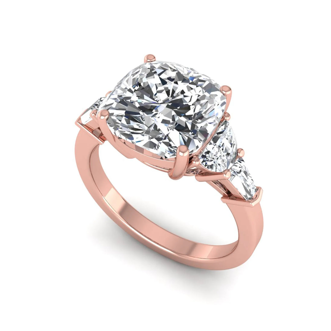 OctaPearl 4.5 ct Cushion Lab Grown Diamond Side Stone Ring