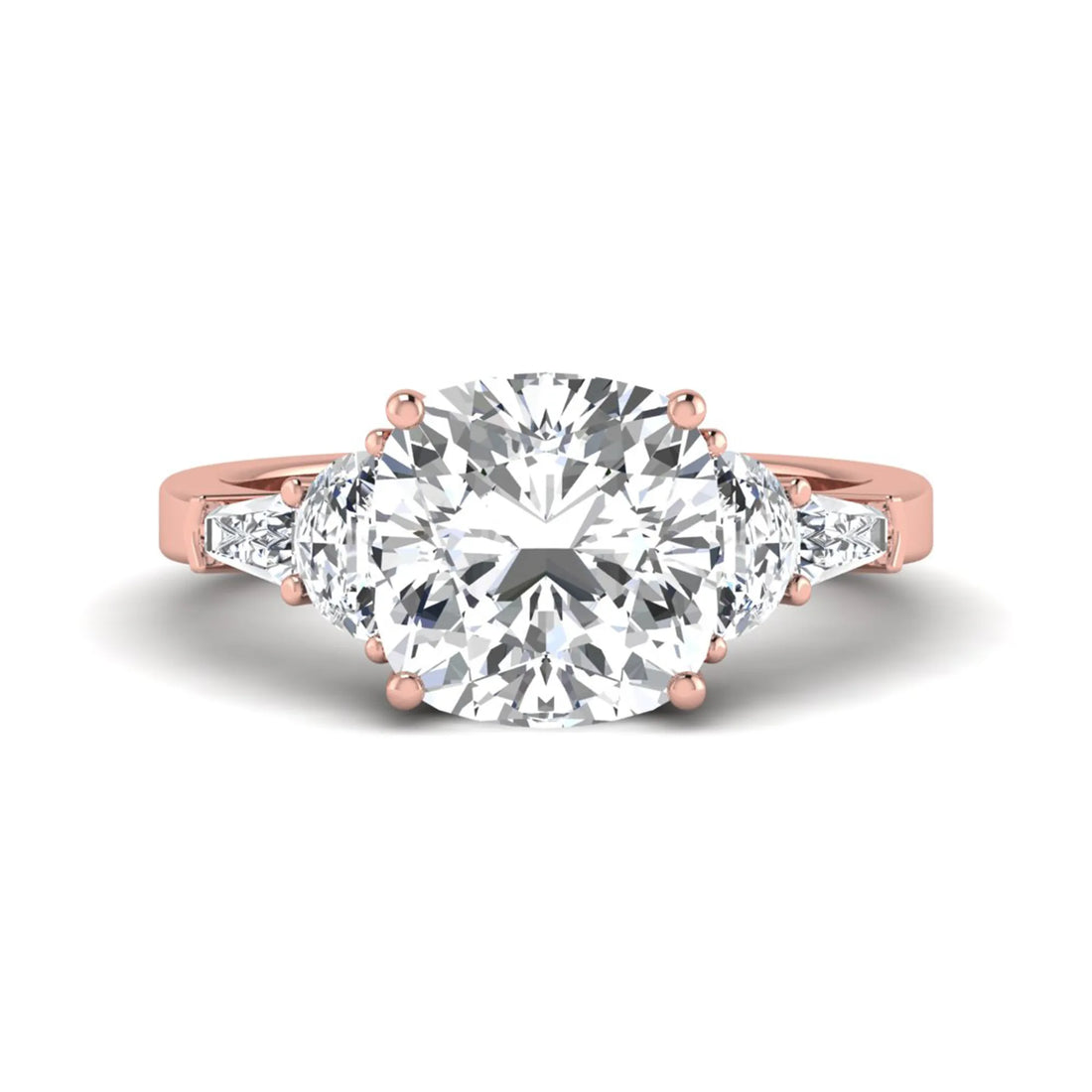 OctaPearl 4.5 ct Cushion Lab Grown Diamond Side Stone Ring