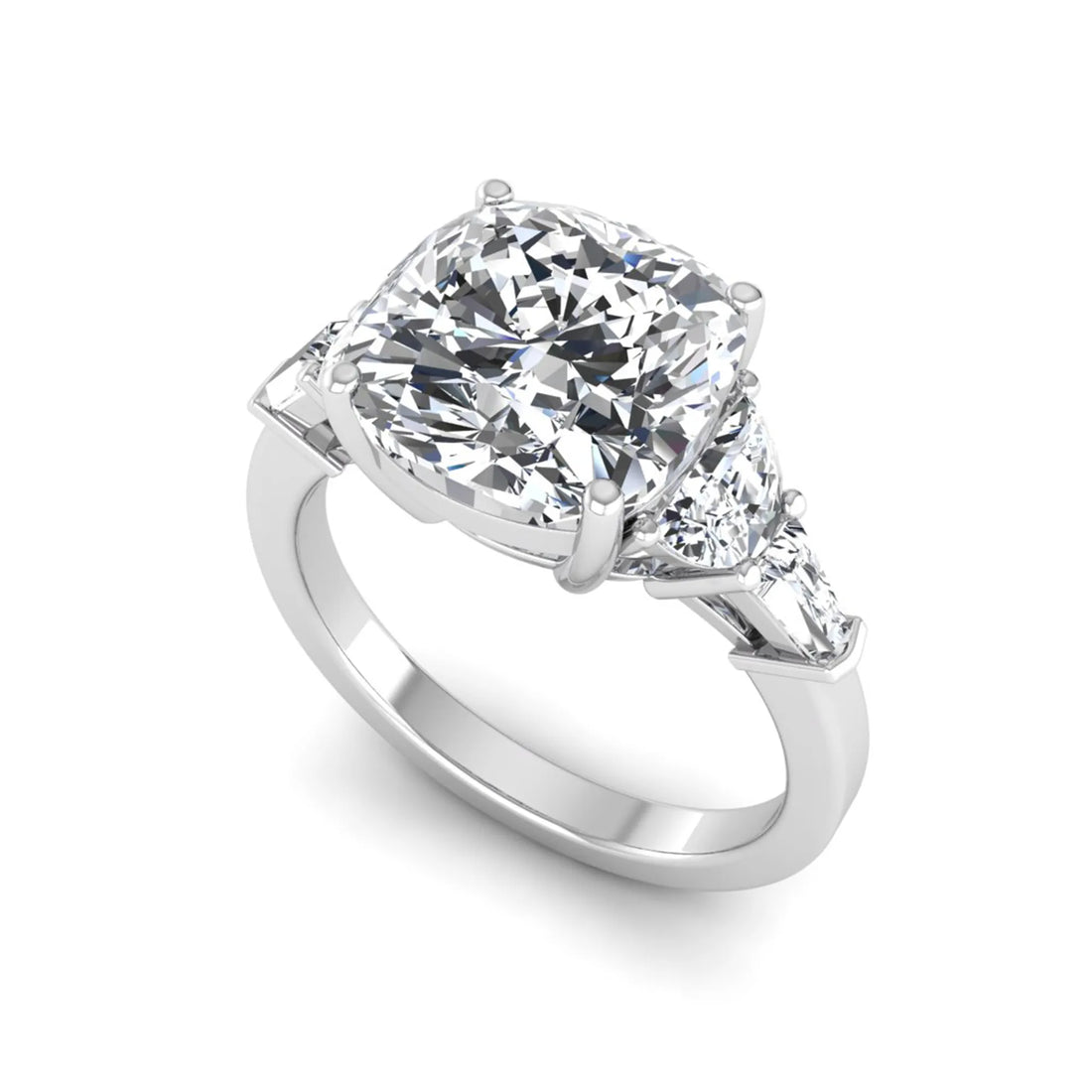 OctaPearl 4.5 ct Cushion Lab Grown Diamond Side Stone Ring