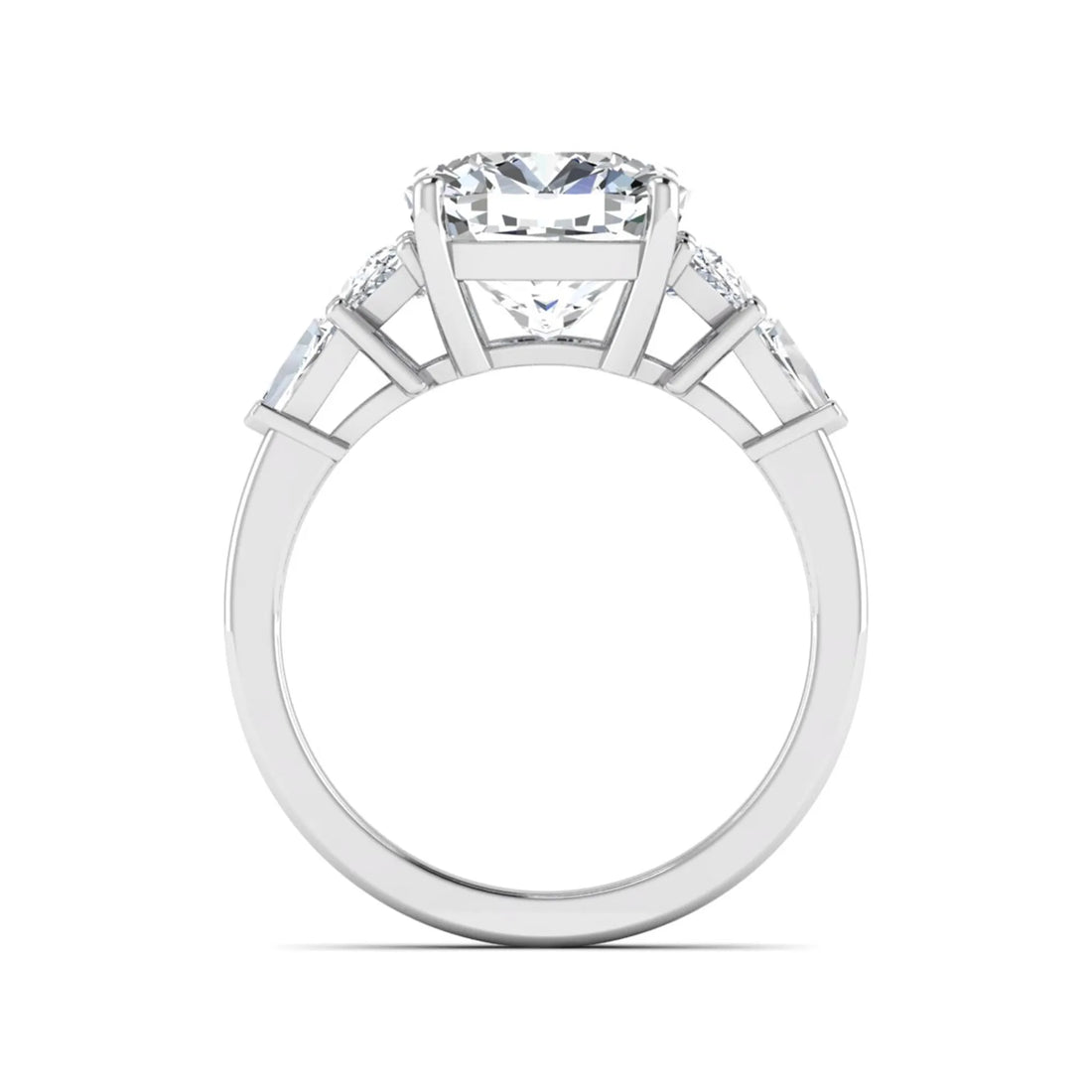 OctaPearl 4.5 ct Cushion Lab Grown Diamond Side Stone Ring