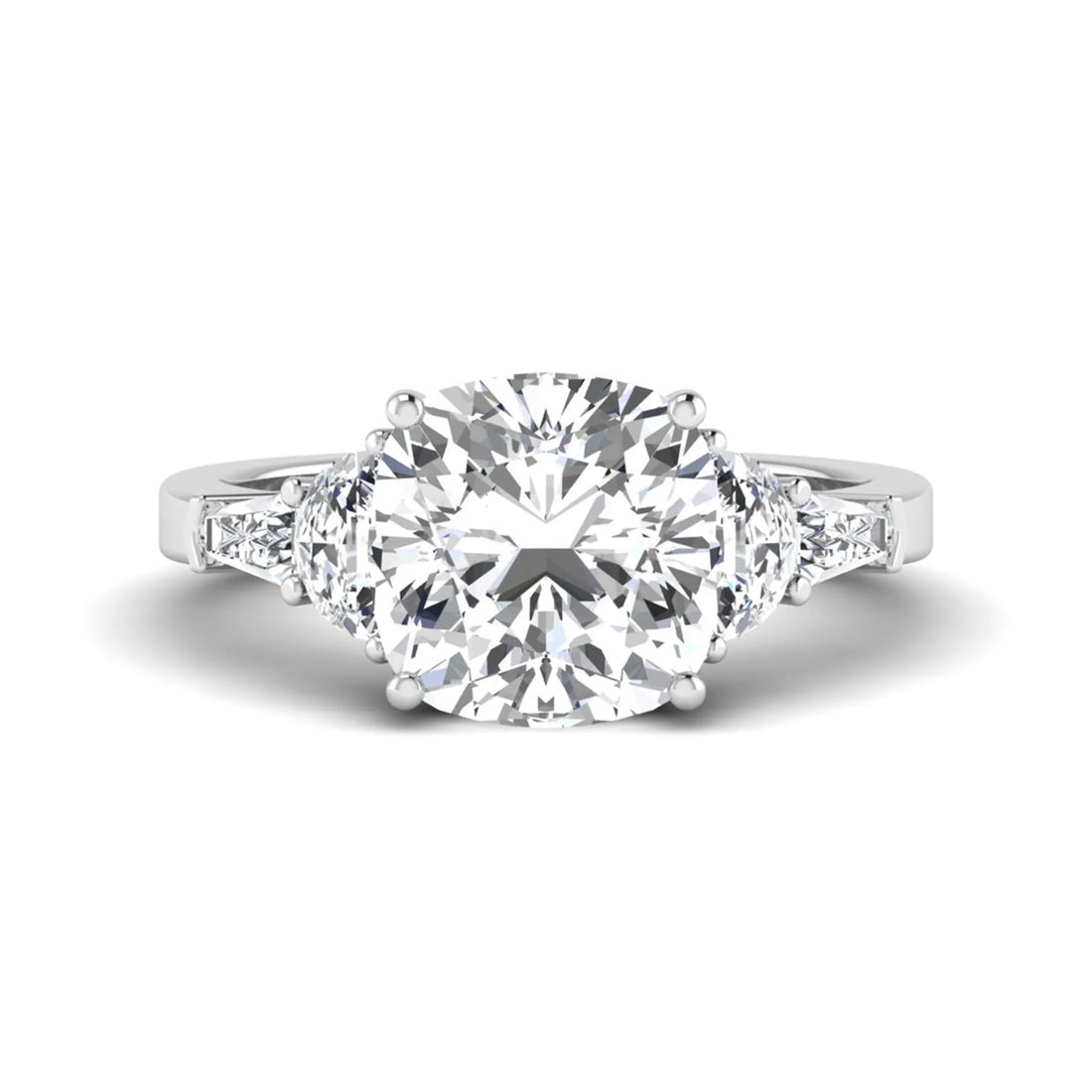 OctaPearl 4.5 ct Cushion Lab Grown Diamond Side Stone Ring