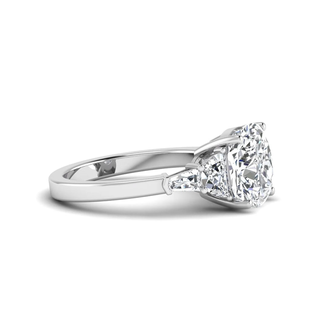 OctaPearl 4.5 ct Cushion Lab Grown Diamond Side Stone Ring