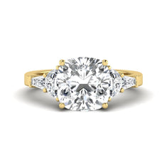 OctaPearl 4.5 ct Cushion Lab Grown Diamond Side Stone Ring