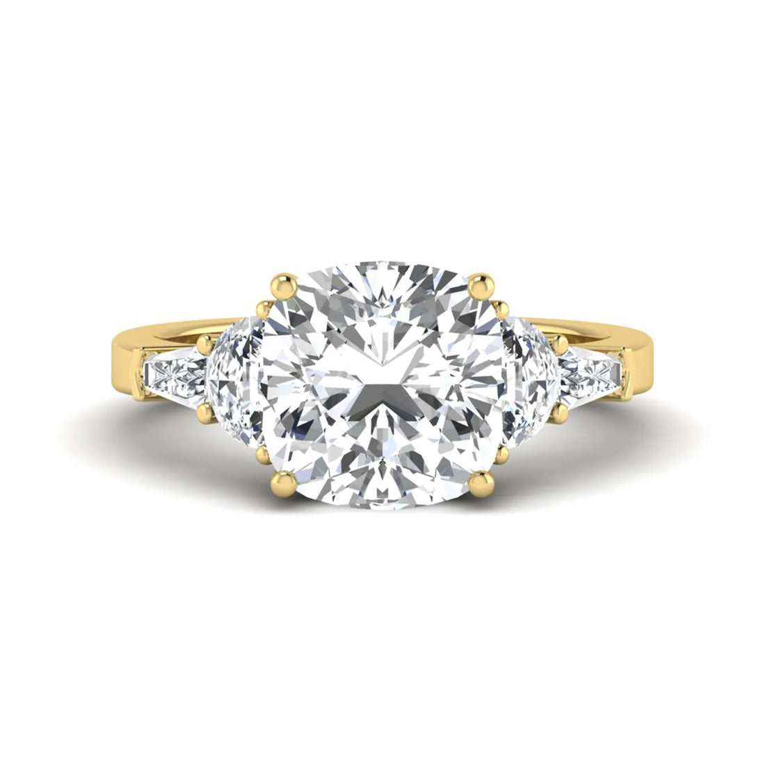 OctaPearl 4.5 ct Cushion Lab Grown Diamond Side Stone Ring