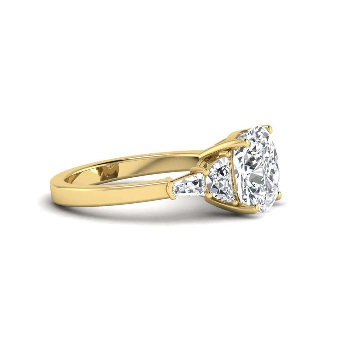 OctaPearl 4.5 ct Cushion Lab Grown Diamond Side Stone Ring