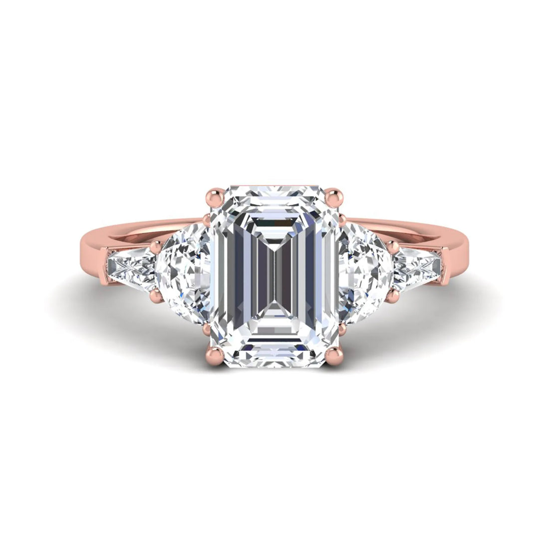 OctaPearl 3 ct Emerald Cut Five Stone Lab Grown Diamond Engagement Ring