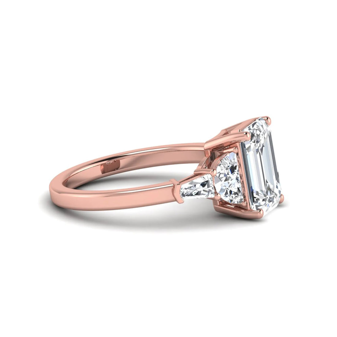 OctaPearl 3 ct Emerald Cut Five Stone Lab Grown Diamond Engagement Ring