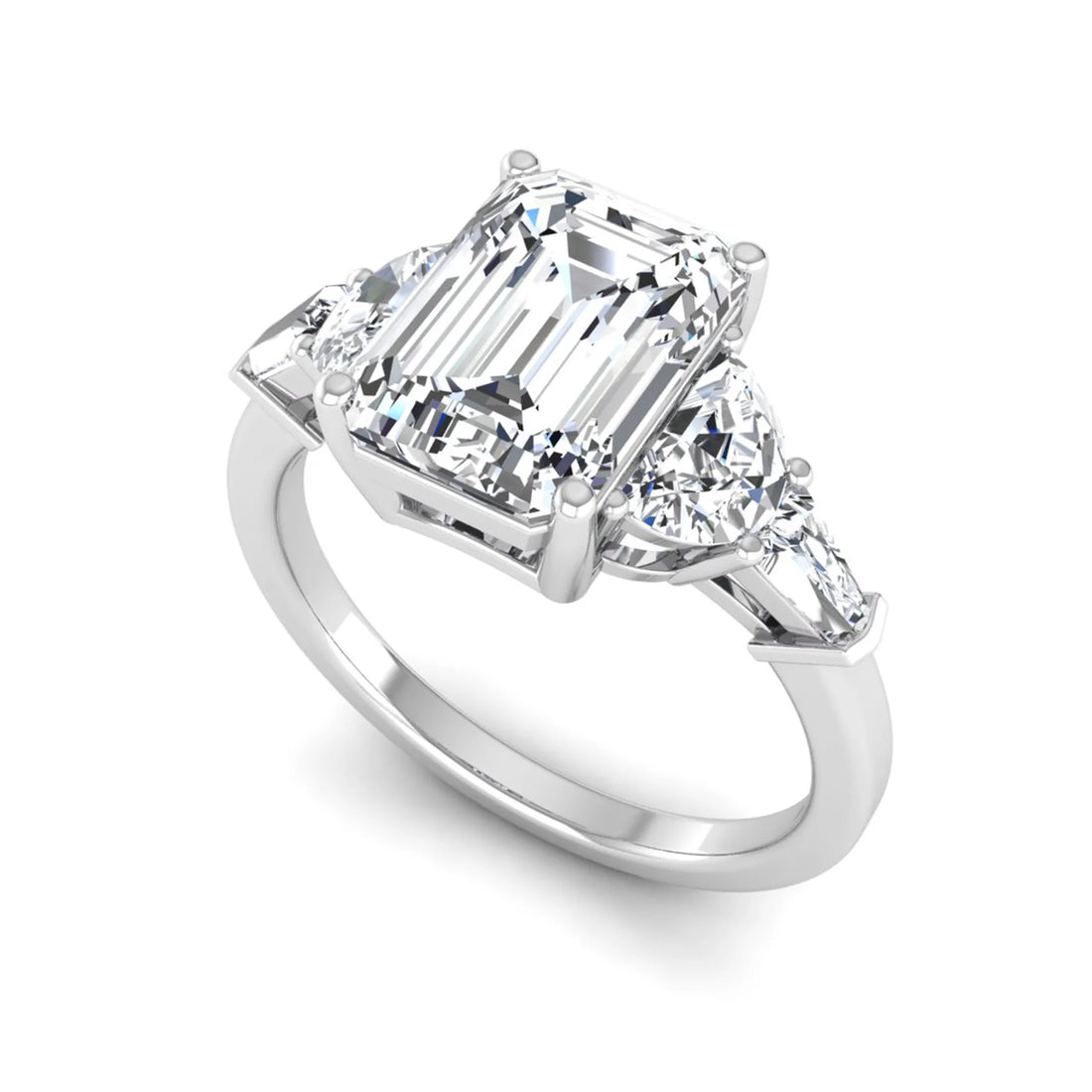 OctaPearl 3 ct Emerald Cut Five Stone Lab Grown Diamond Engagement Ring