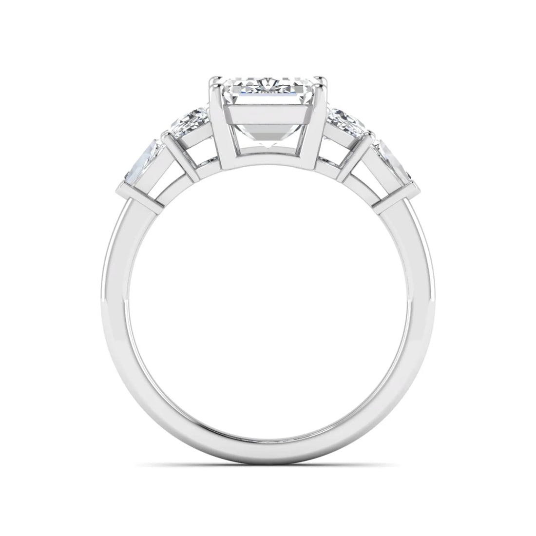 OctaPearl 3 ct Emerald Cut Five Stone Lab Grown Diamond Engagement Ring