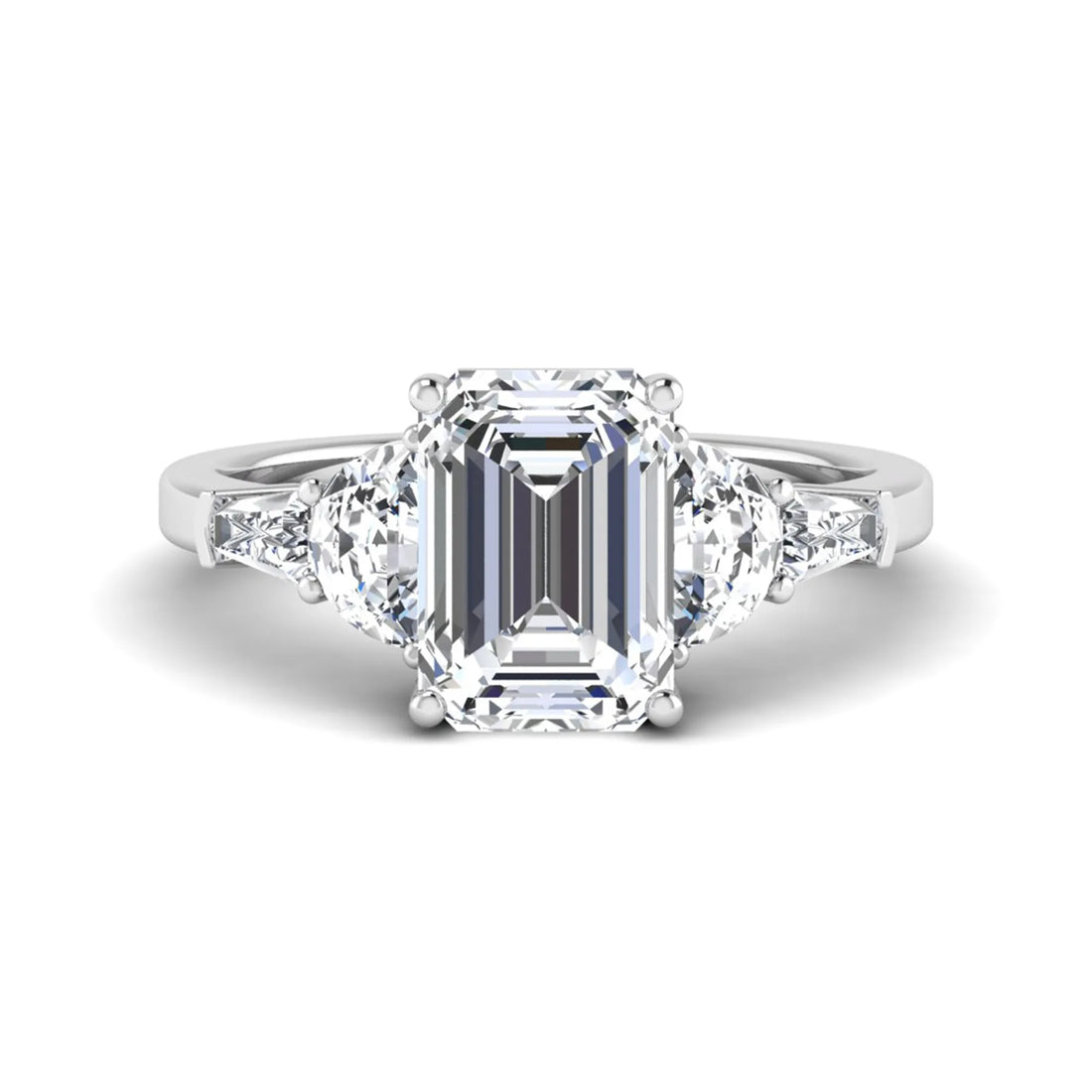 OctaPearl 3 ct Emerald Cut Five Stone Lab Grown Diamond Engagement Ring