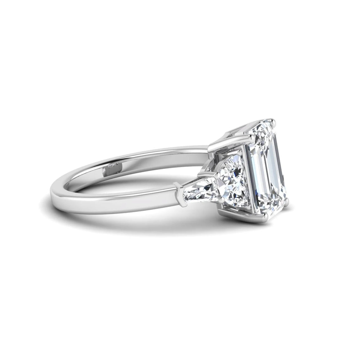 OctaPearl 3 ct Emerald Cut Five Stone Lab Grown Diamond Engagement Ring
