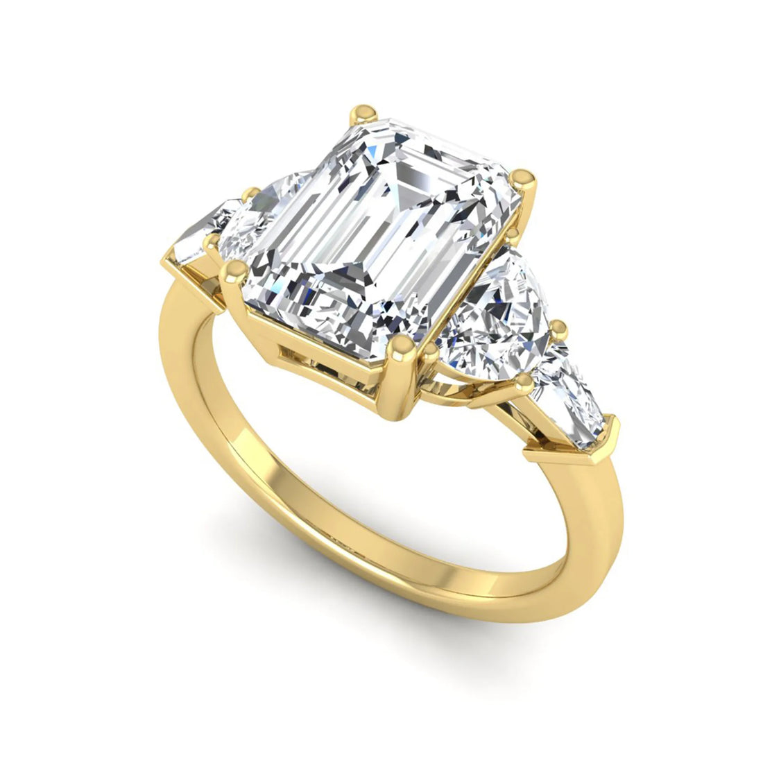OctaPearl 3 ct Emerald Cut Five Stone Lab Grown Diamond Engagement Ring