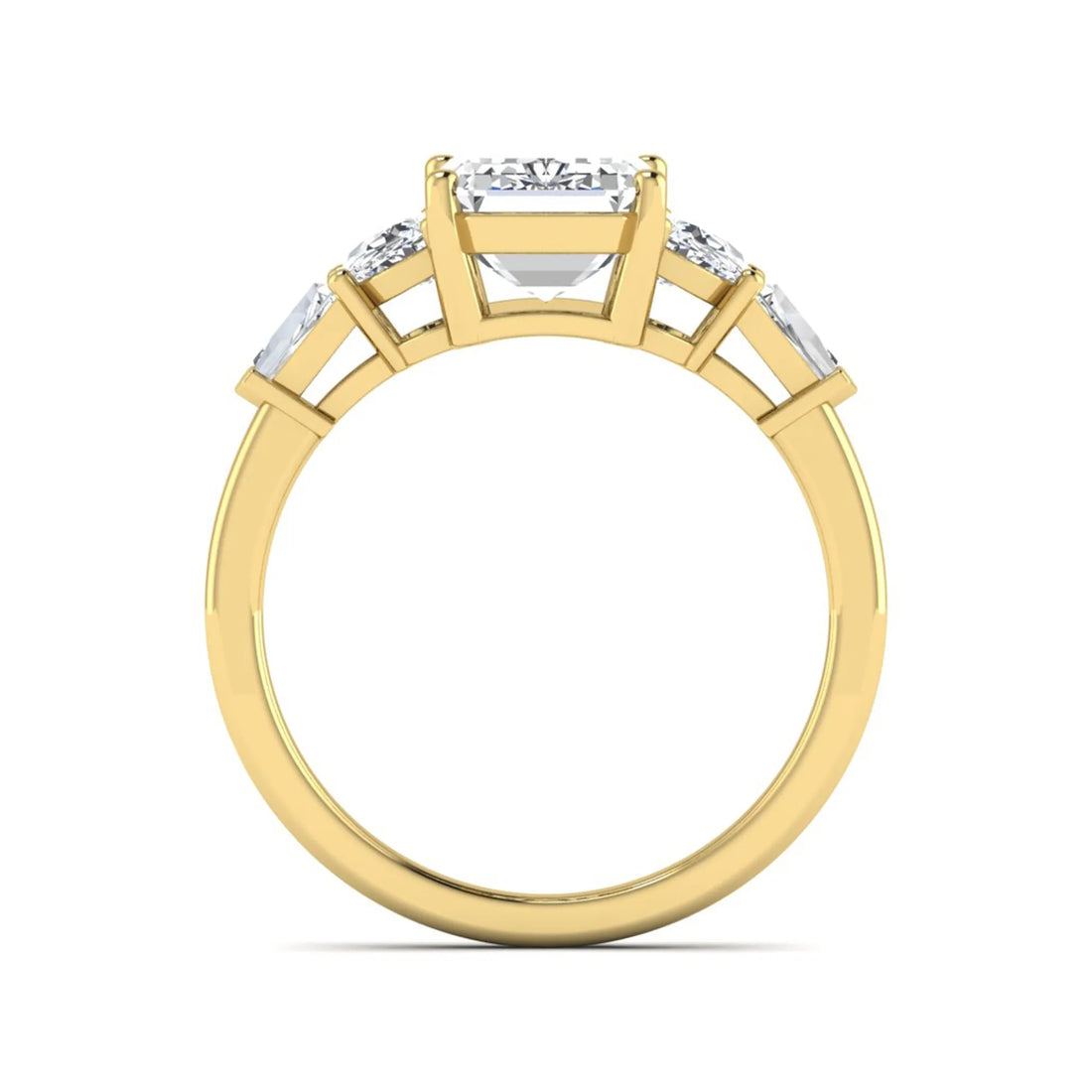OctaPearl 3 ct Emerald Cut Five Stone Lab Grown Diamond Engagement Ring