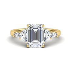 OctaPearl 3 ct Emerald Cut Five Stone Lab Grown Diamond Engagement Ring