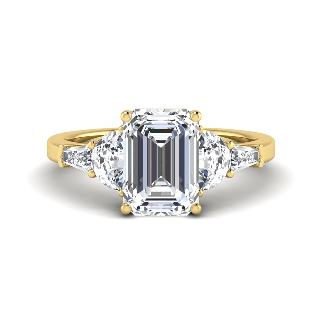 OctaPearl 3 ct Emerald Cut Five Stone Lab Grown Diamond Engagement Ring