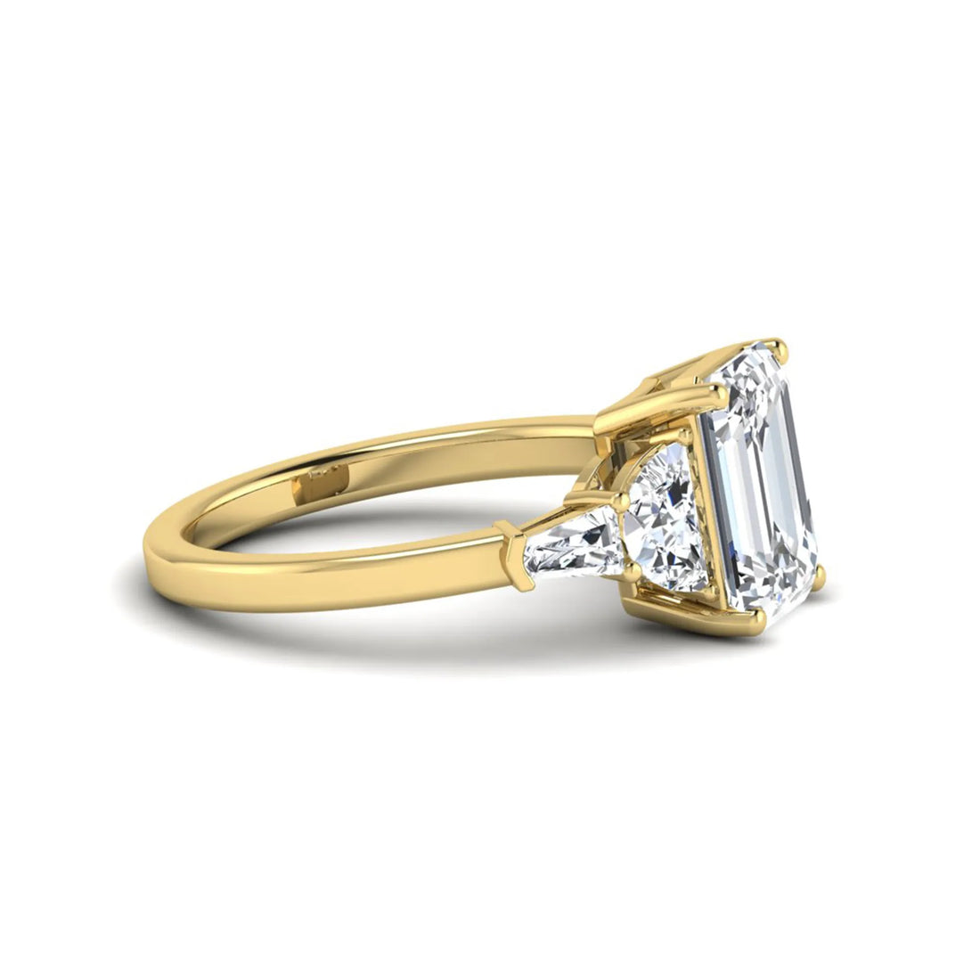 OctaPearl 3 ct Emerald Cut Five Stone Lab Grown Diamond Engagement Ring