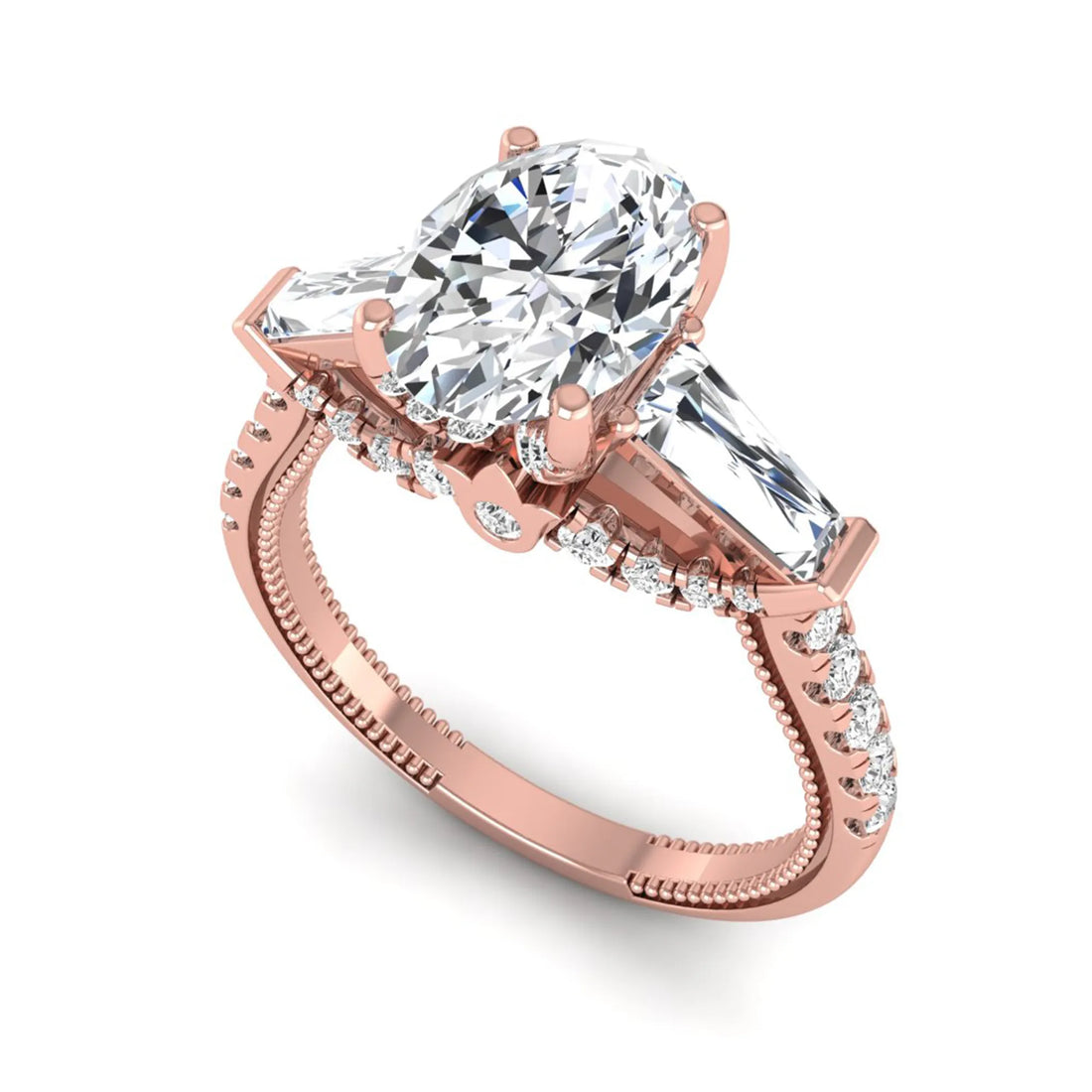 OctaPearl 1.5 ct Oval Cut Three Stone Lab Grown Diamond Engagement Ring