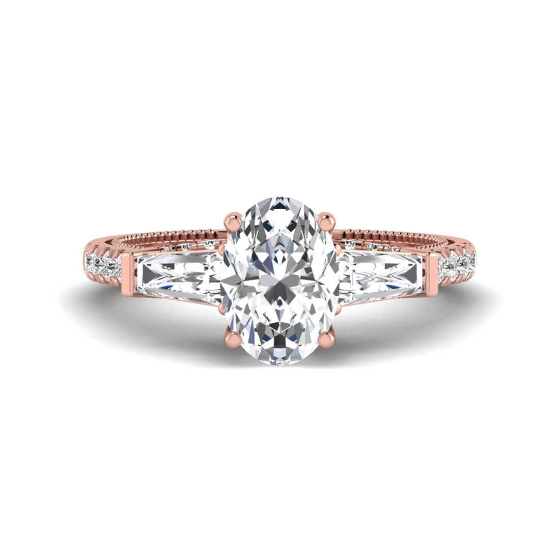 OctaPearl 1.5 ct Oval Cut Three Stone Lab Grown Diamond Engagement Ring