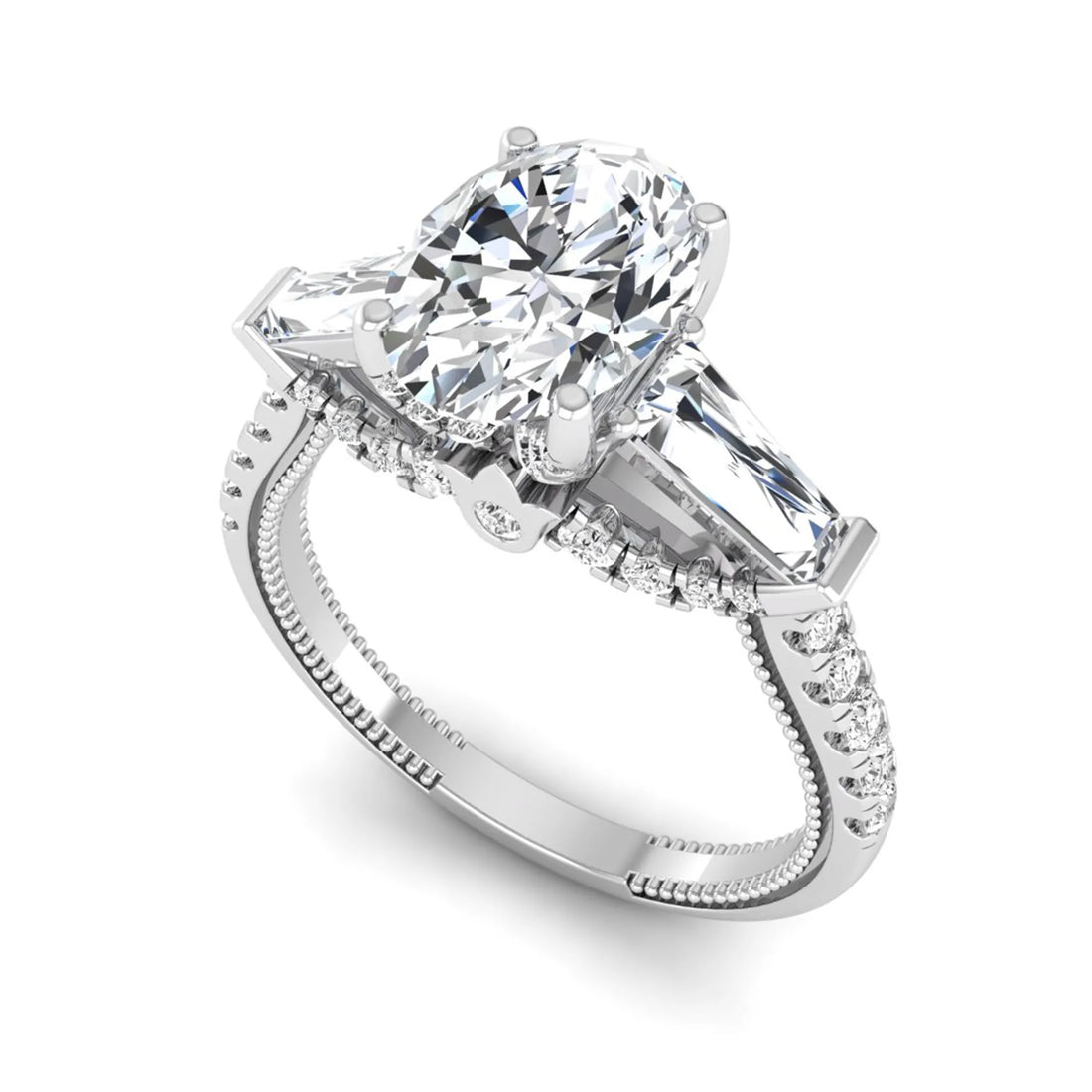 OctaPearl 1.5 ct Oval Cut Three Stone Lab Grown Diamond Engagement Ring