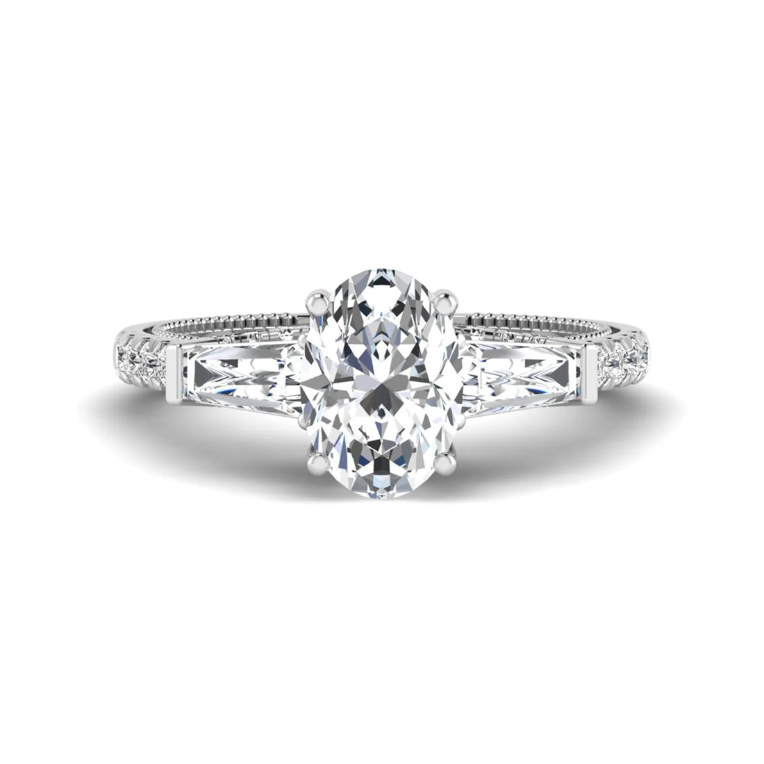 OctaPearl 1.5 ct Oval Cut Three Stone Lab Grown Diamond Engagement Ring