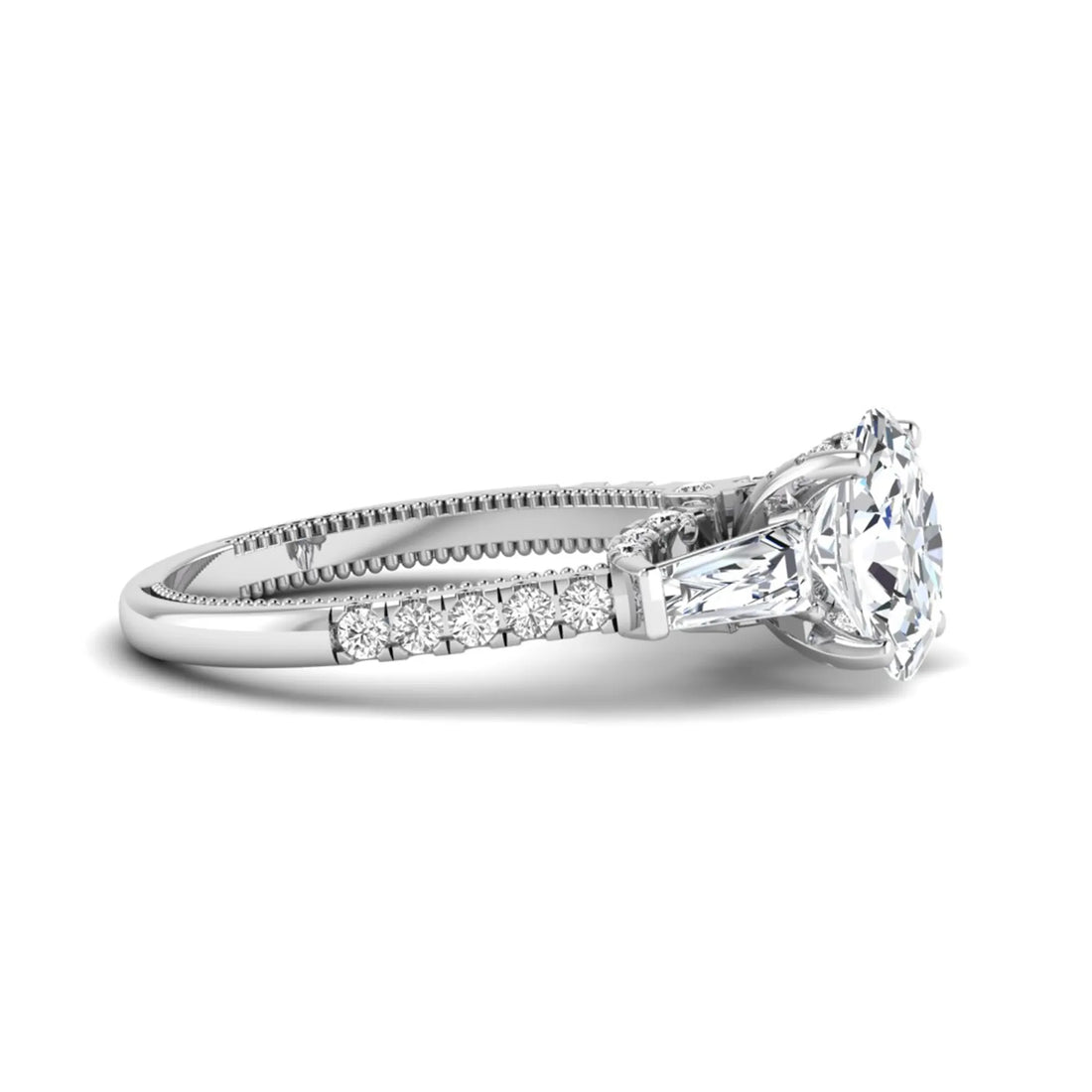 OctaPearl 1.5 ct Oval Cut Three Stone Lab Grown Diamond Engagement Ring