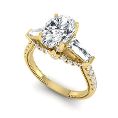 OctaPearl 1.5 ct Oval Cut Three Stone Lab Grown Diamond Engagement Ring - alternate view