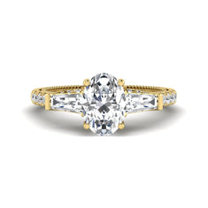 OctaPearl 1.5 ct Oval Cut Three Stone Lab Grown Diamond Engagement Ring