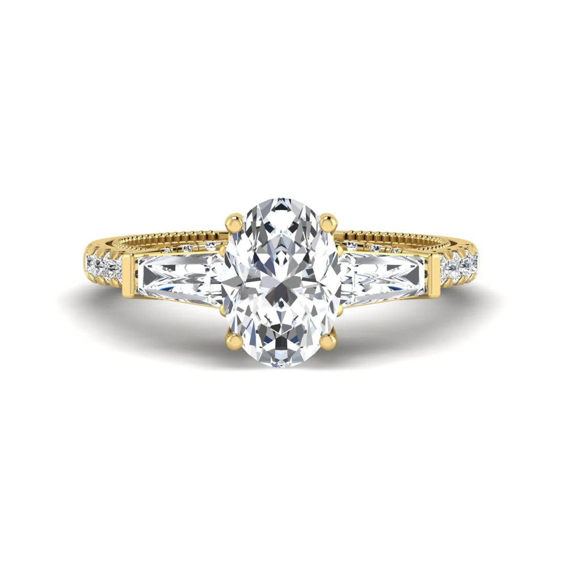 OctaPearl 1.5 ct Oval Cut Three Stone Lab Grown Diamond Engagement Ring