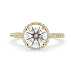 OctaPearl 3 ct Round Halo Lab Grown Diamond Pave Engagement Ring